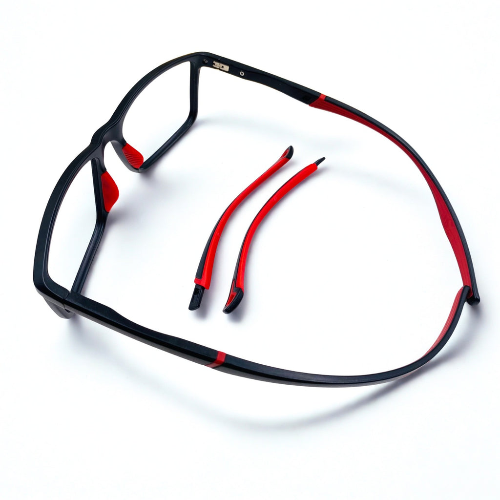 Titan | Gafas Multifunción con Varillas Intercambiables — Negro/Rojo