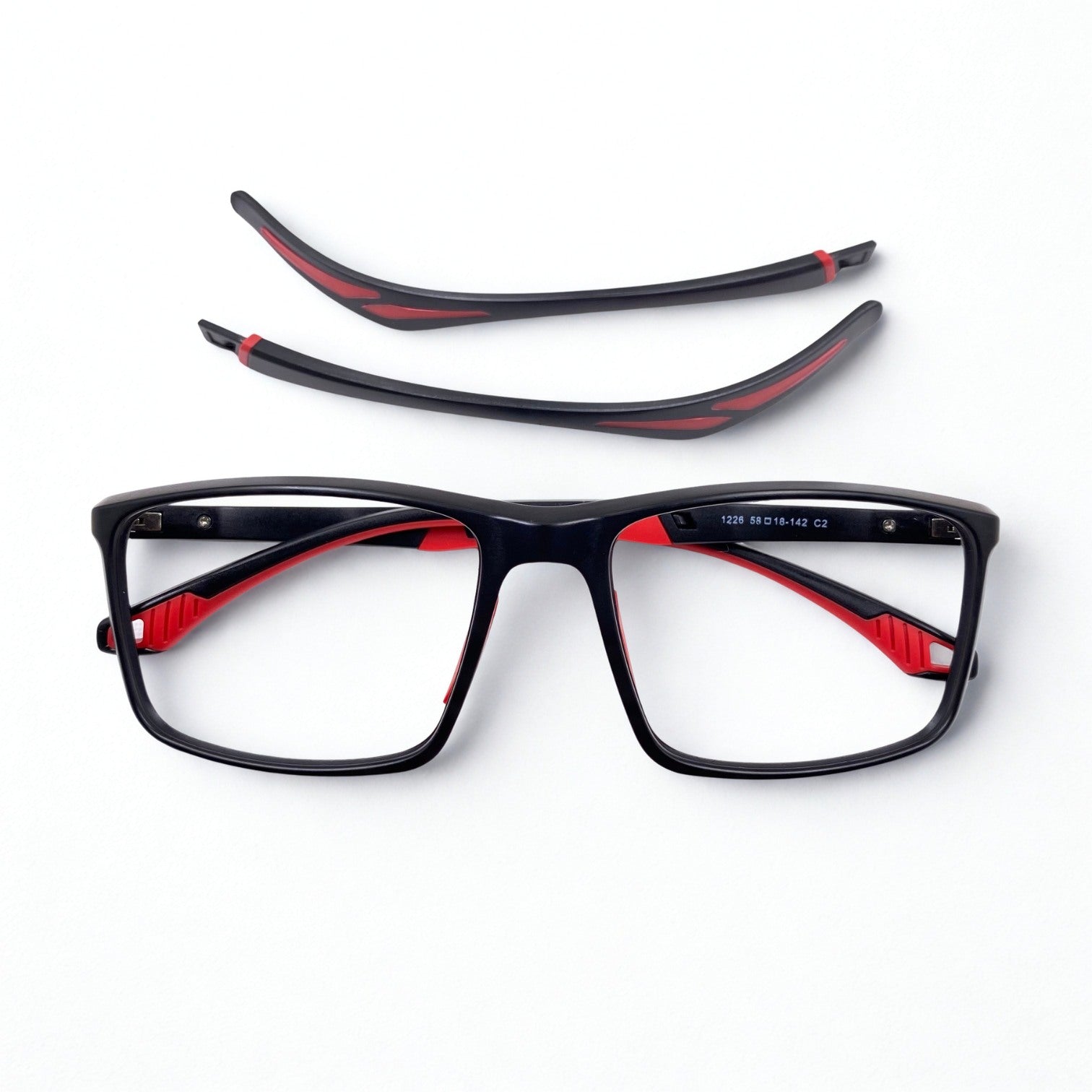 Titan | Gafas Multifunción con Varillas Intercambiables — Negro/Rojo