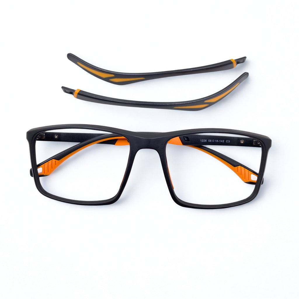 Titan | Gafas Multifunción con Varillas Intercambiables — Negro/Naranja