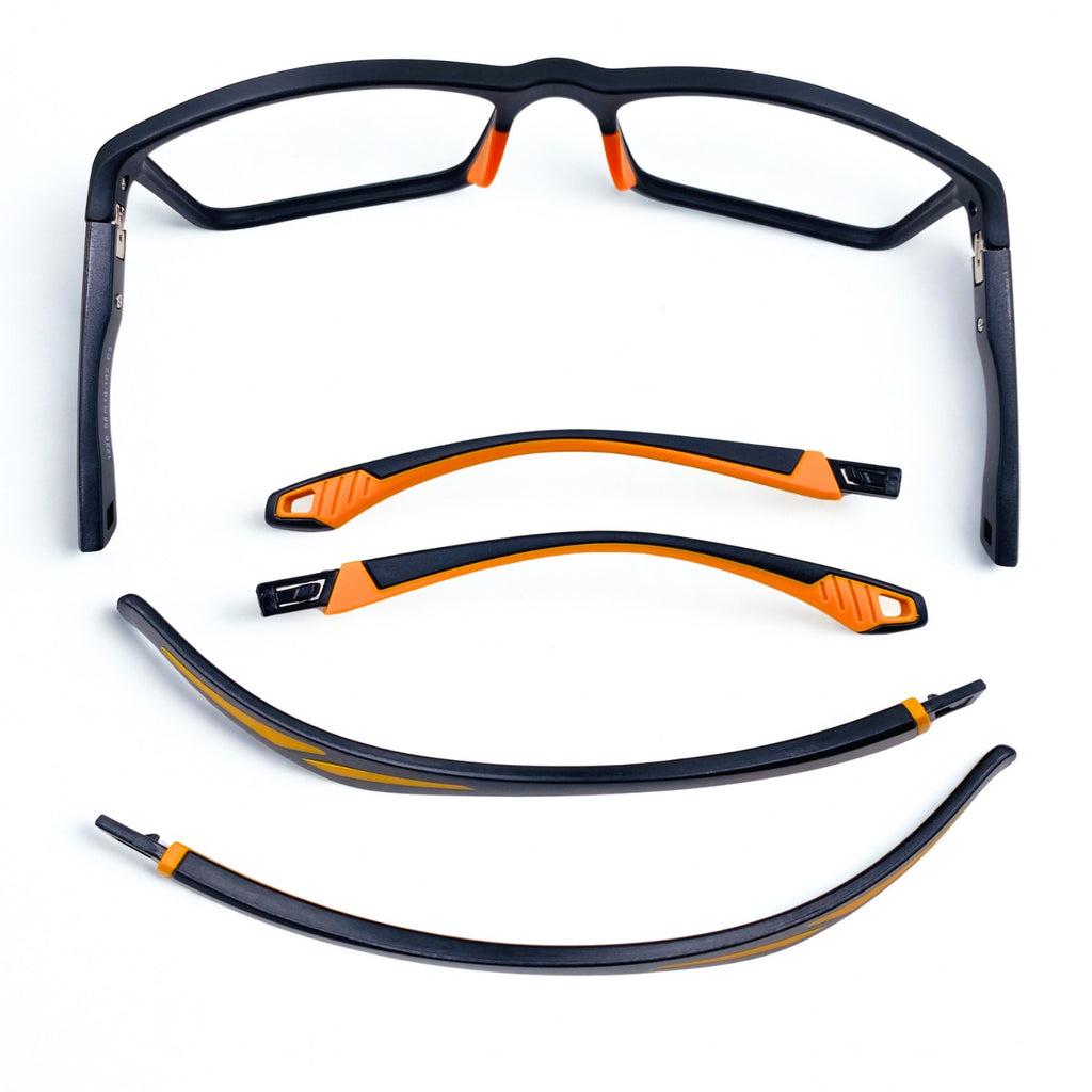 Titan | Gafas Multifunción con Varillas Intercambiables — Negro/Naranja